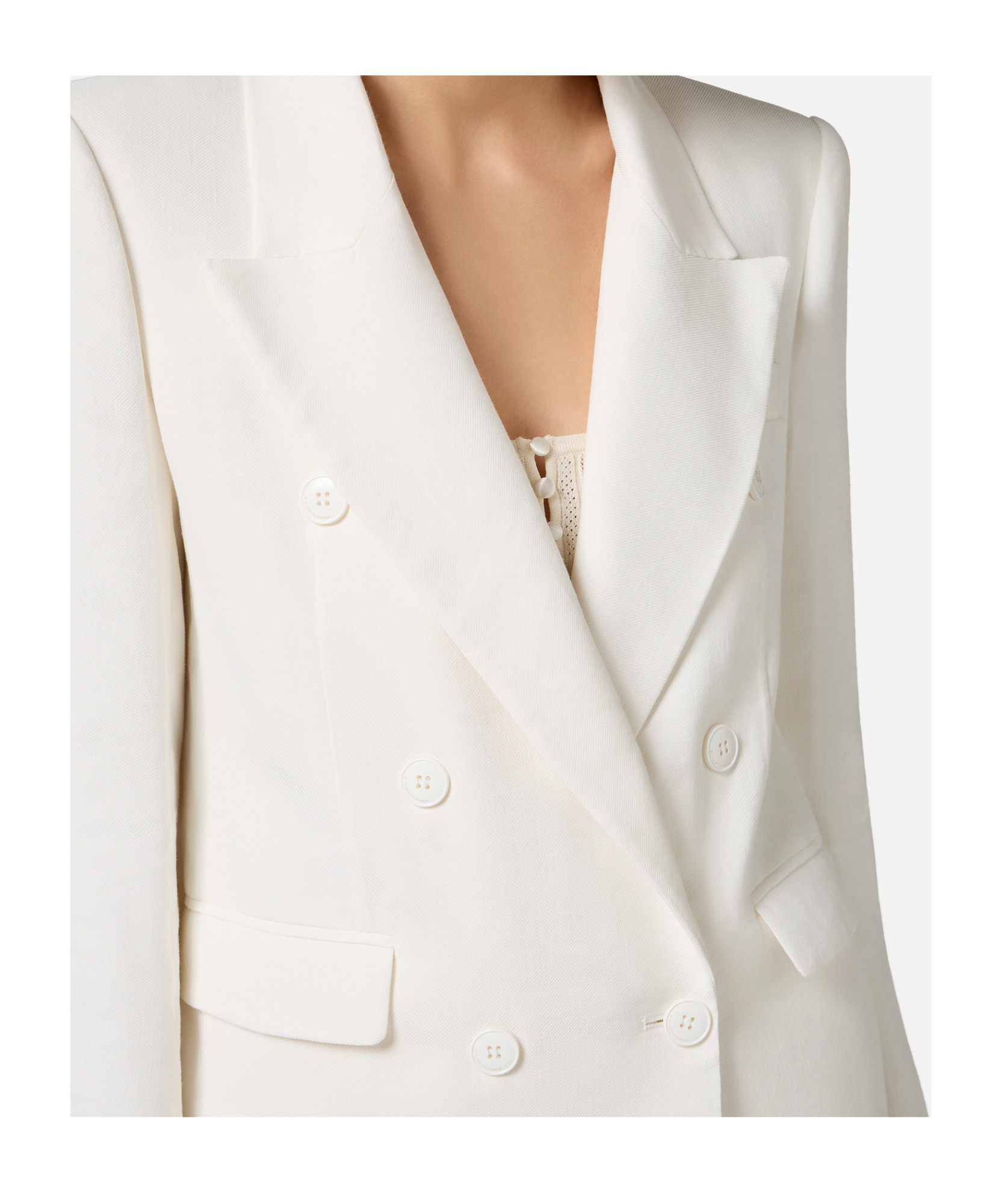 Elisabetta Franchi Linen-blend Gabardine Jacket In White