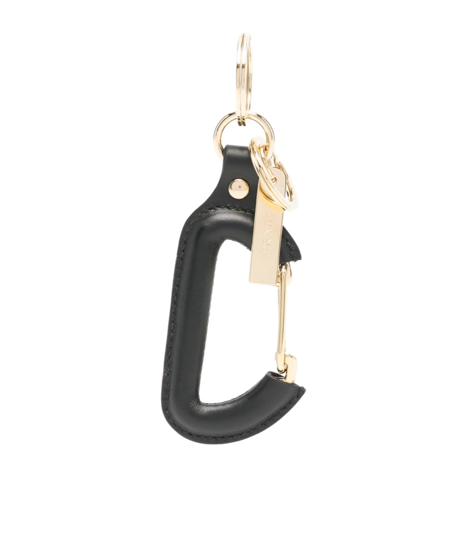 Prada Leather Carabiner Keyring In Black