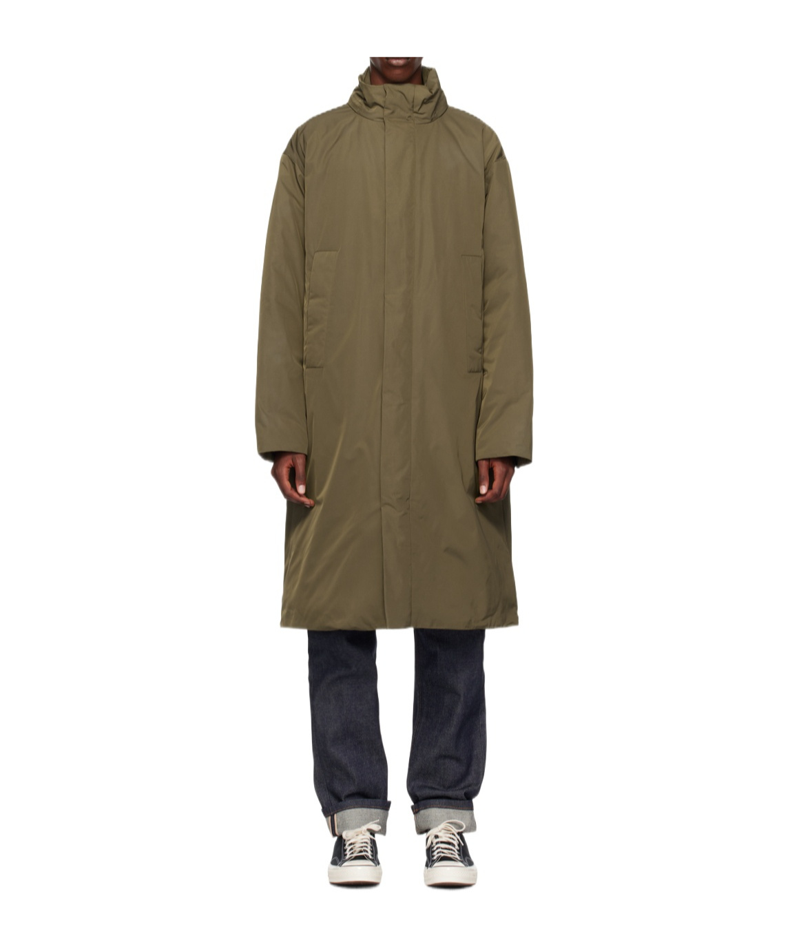 Calvin Klein Stand-collar Long-sleeved Down Jacket In Green