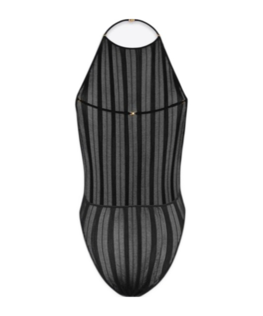 Saint Laurent Semi-sheer Backless Bodysuit In Black