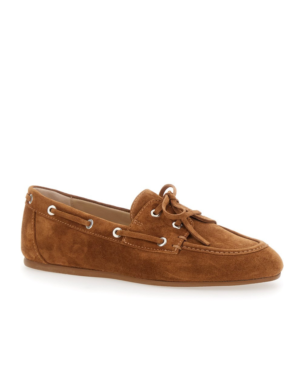 Stuart Weitzman Tinsley Moccasin Suede Loafers In Brown