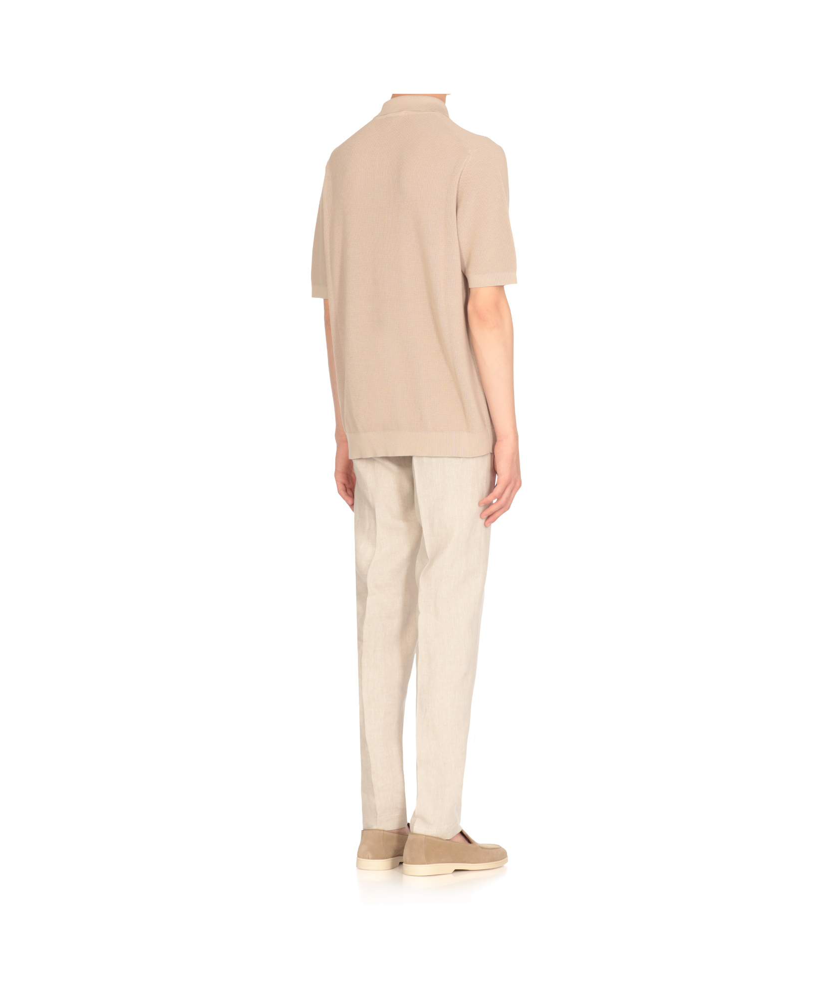 Peserico Polo Cardigan In Pure Cotton Yarn In Neutral