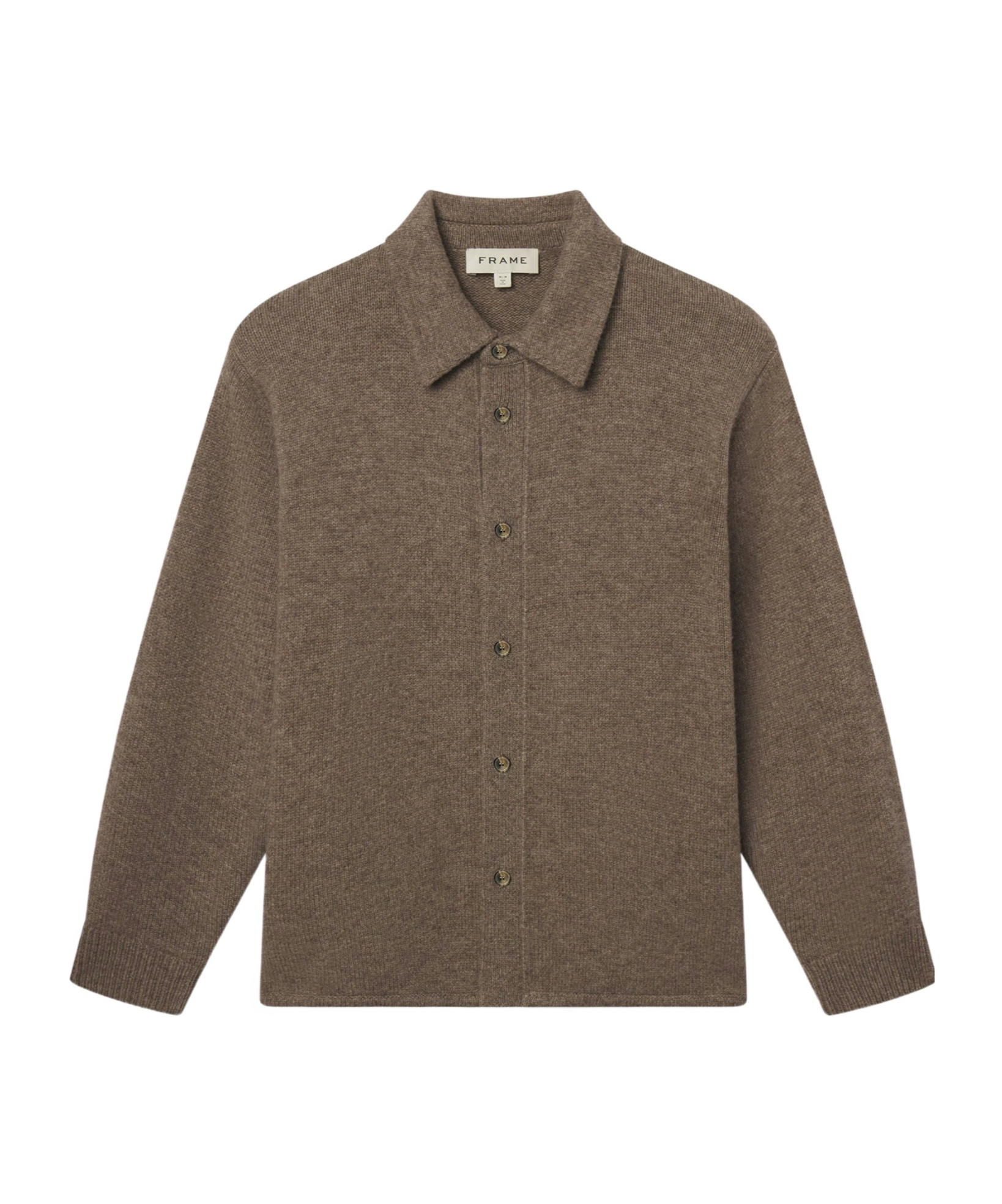 Frame Polo-neck Buttoned Cardigan In Brown