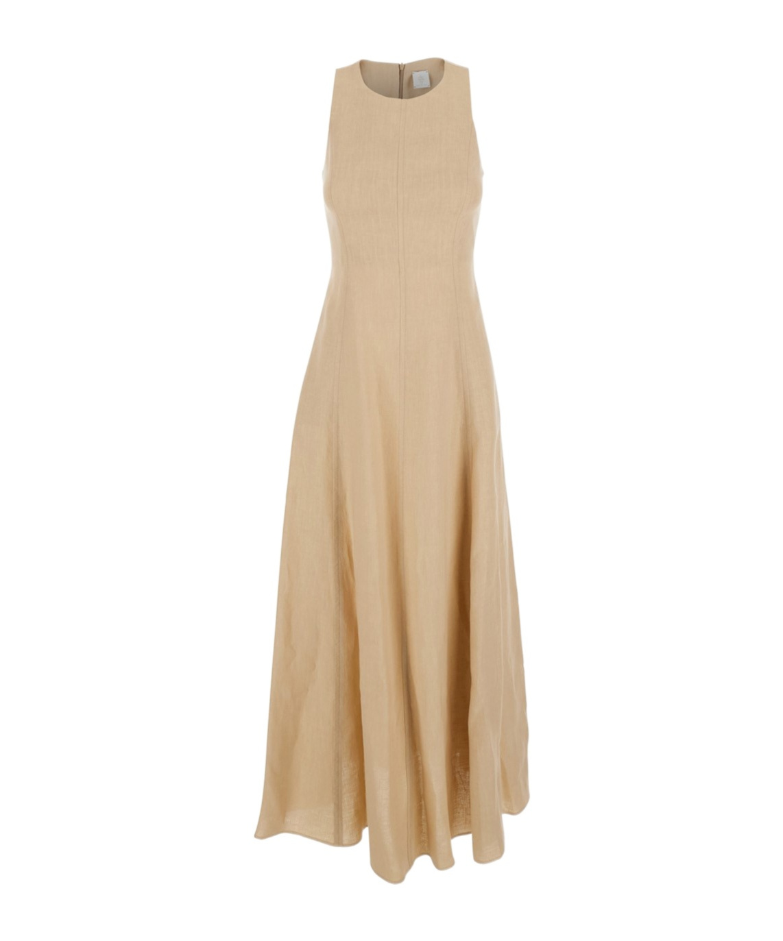 Eleventy Beige Long Sleeveless Dress In Linen Woman In Neutral
