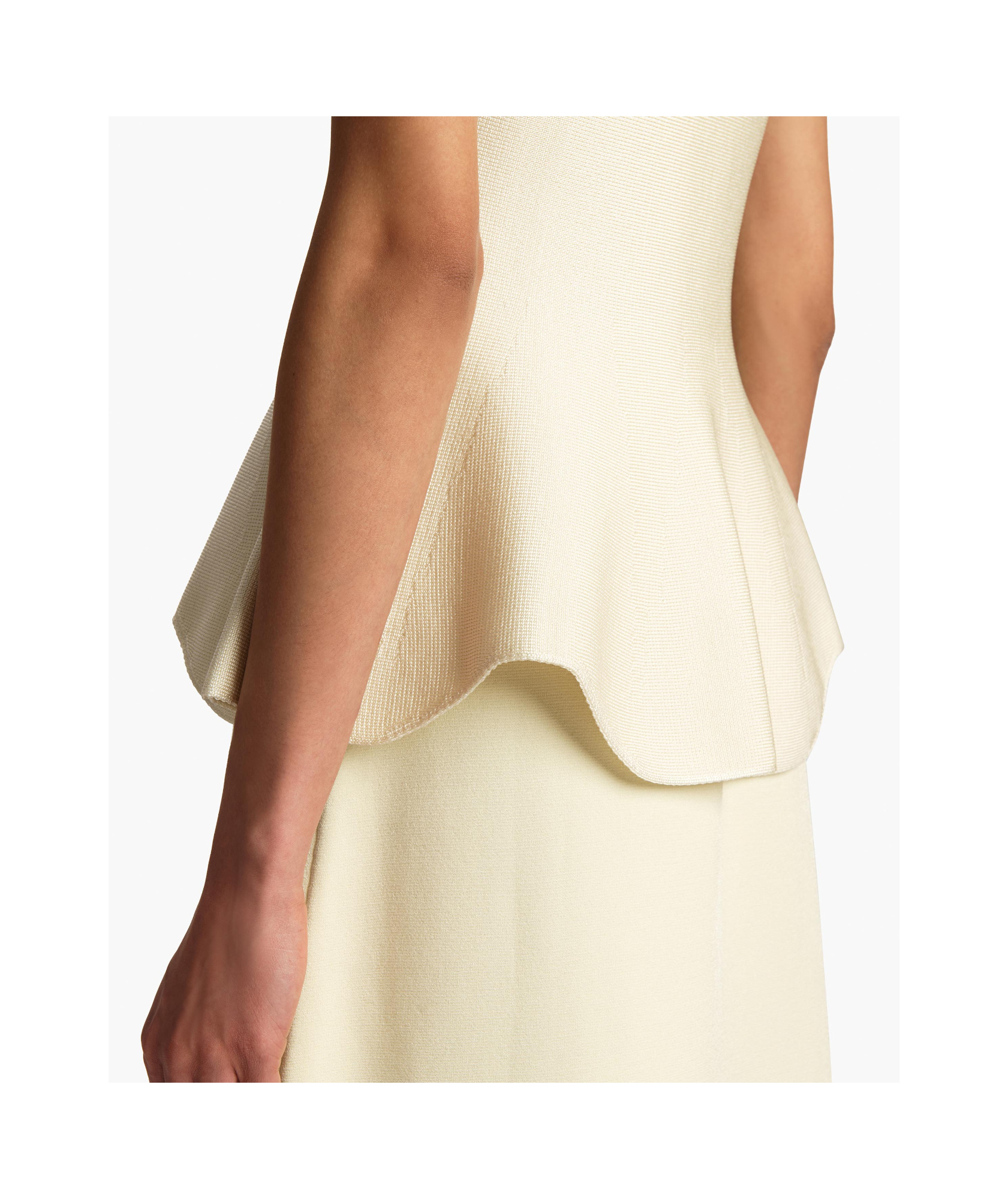 Khaite Andra Knit Peplum Top In Neutral