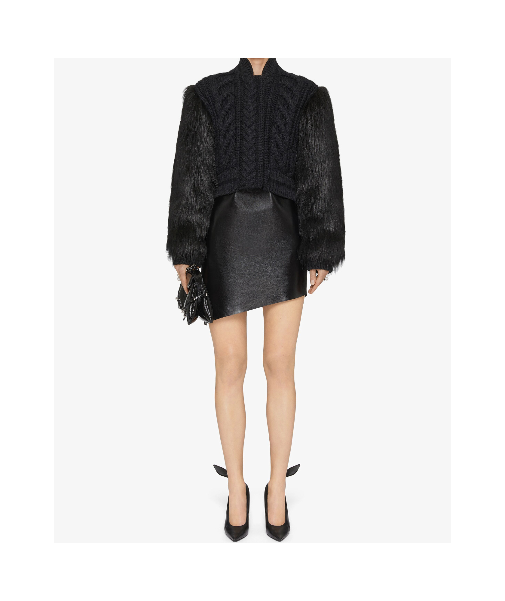 Givenchy Faux-fur Trim Cardigan In Black