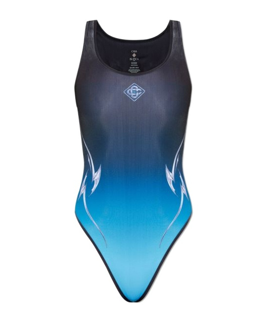 Casablanca Logo Printed One-piece Swimsuit In Blue