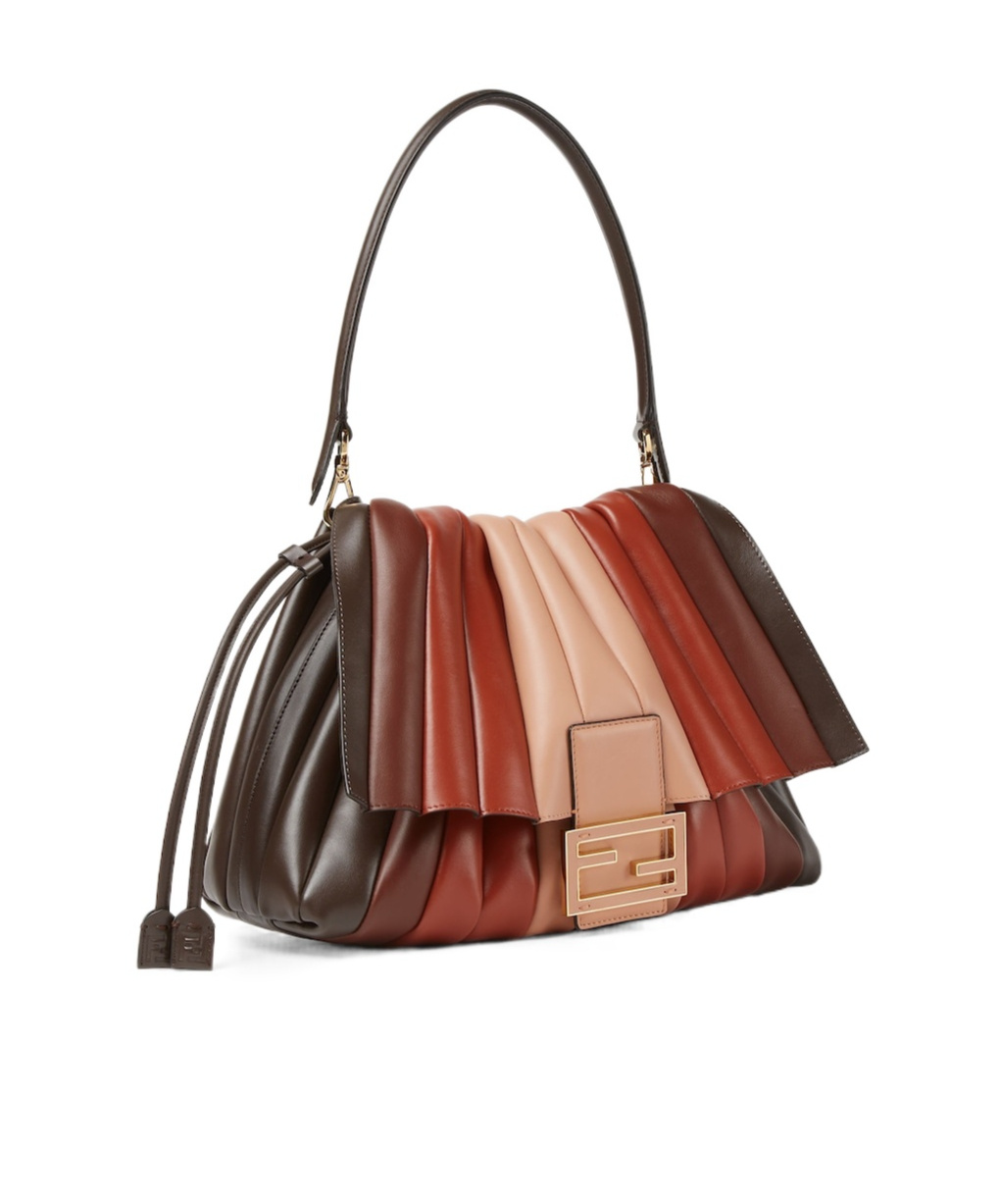 Fendi Multicolor Pleated Leather Bag In Multi