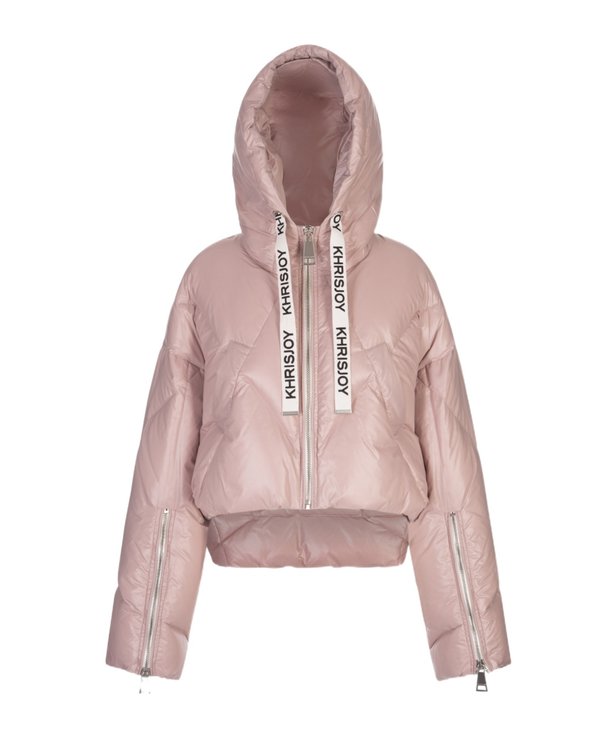 Khrisjoy Nylon Down Jacket With Hood And Drawstring In Nude