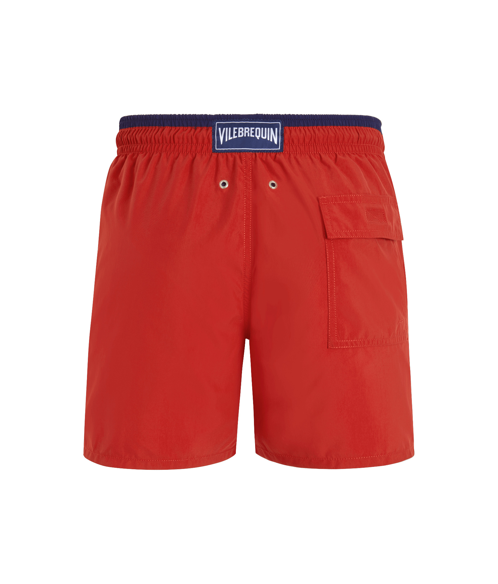 Vilebrequin Solid Bicolor Length Swim Trunks In Red