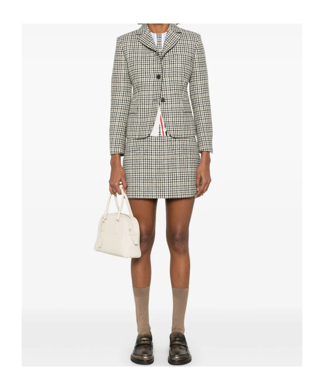 Thom Browne Exposed Catch Vent Sportcoat Check Hunting Tweed In Gray