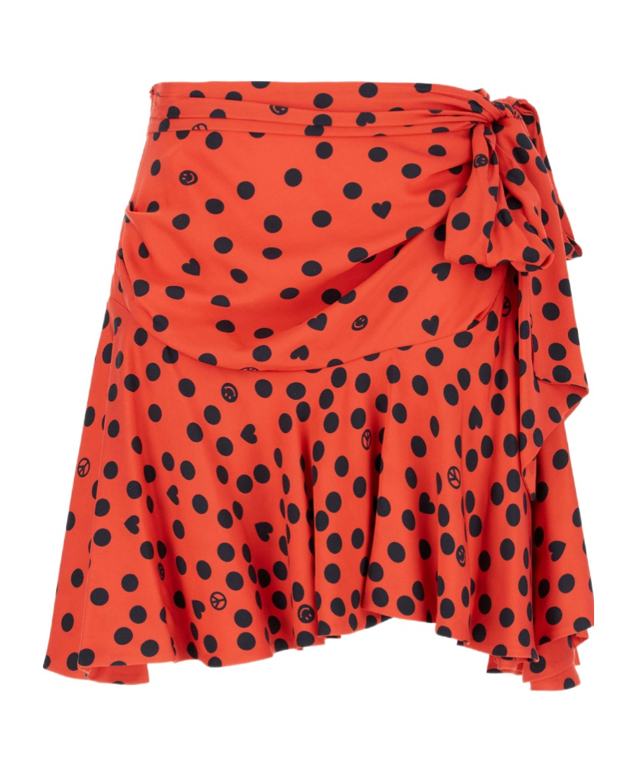 Moschino Polka-dot Ruffle-hem Mini Skirt In Orange