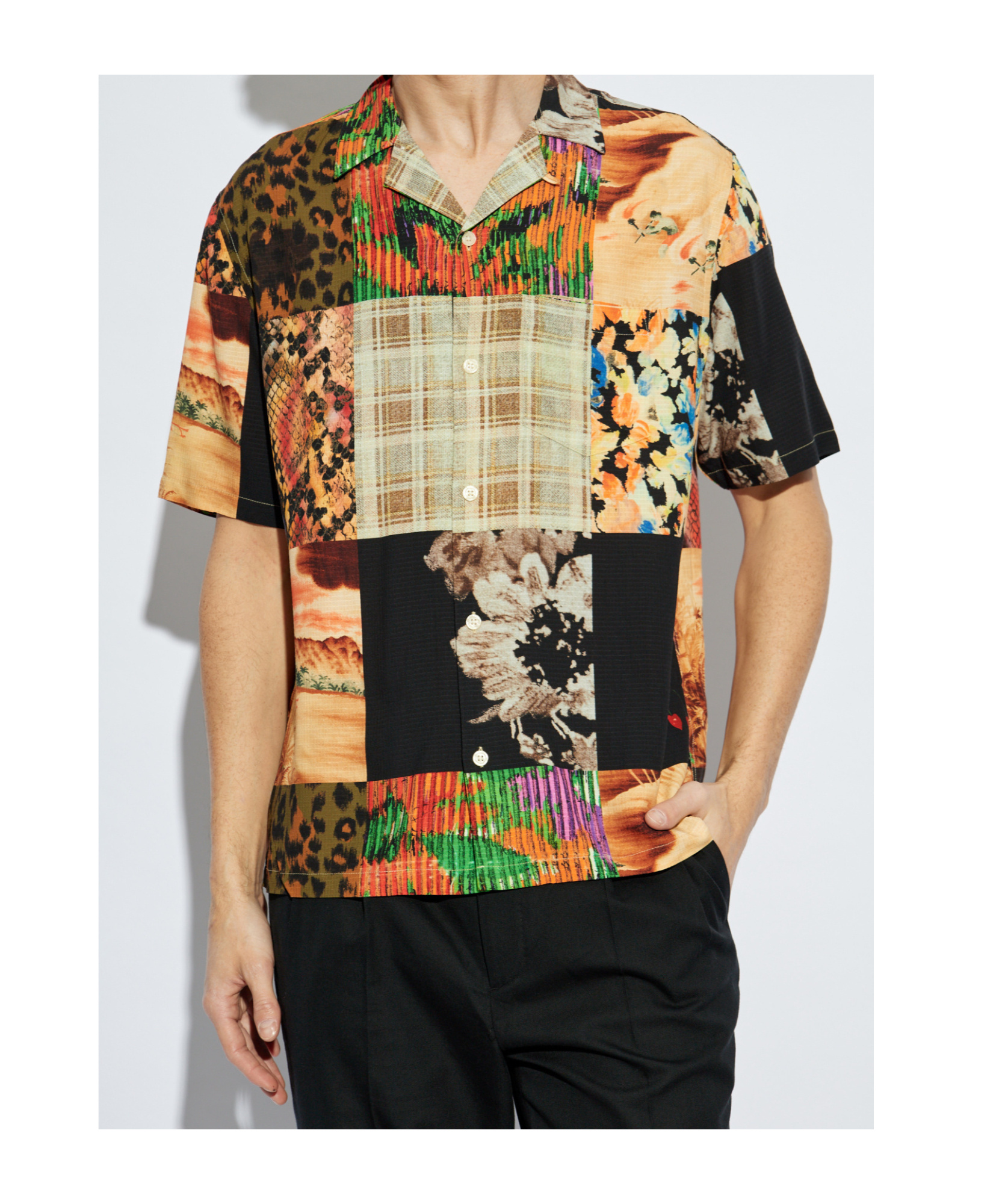Allsaints Patches Camp Shirt In Nude