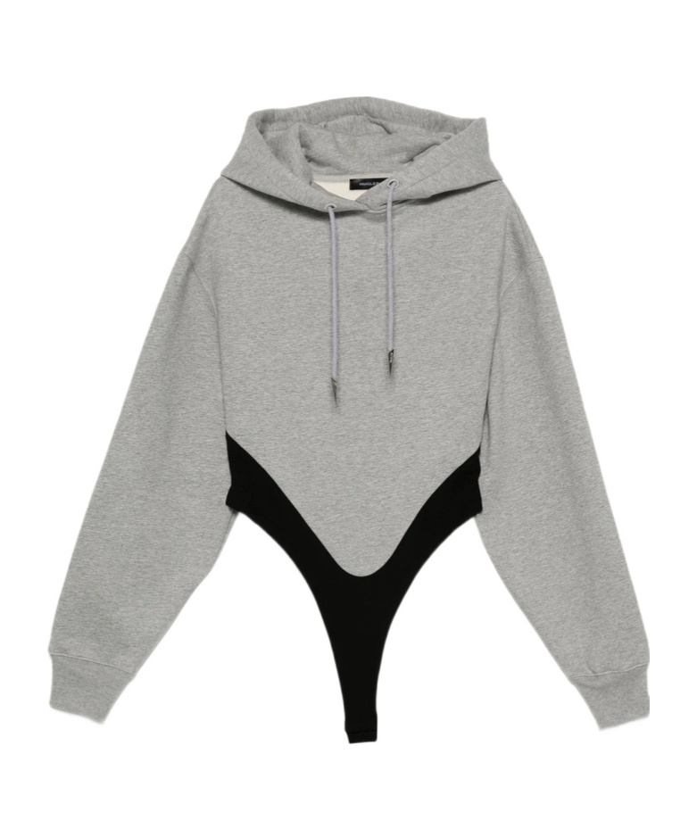 Mugler Stitchable Hooded Sweatshirt In Gray