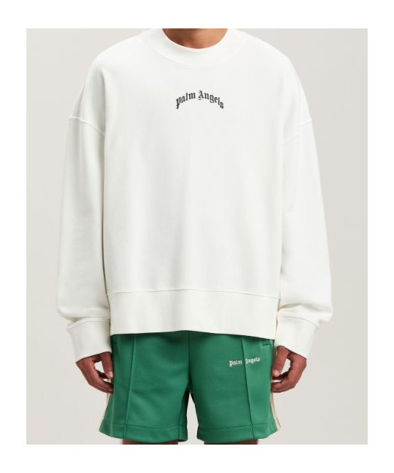 Palm Angels Relaxed Fit Knit Sweater With Bold Lettering In White