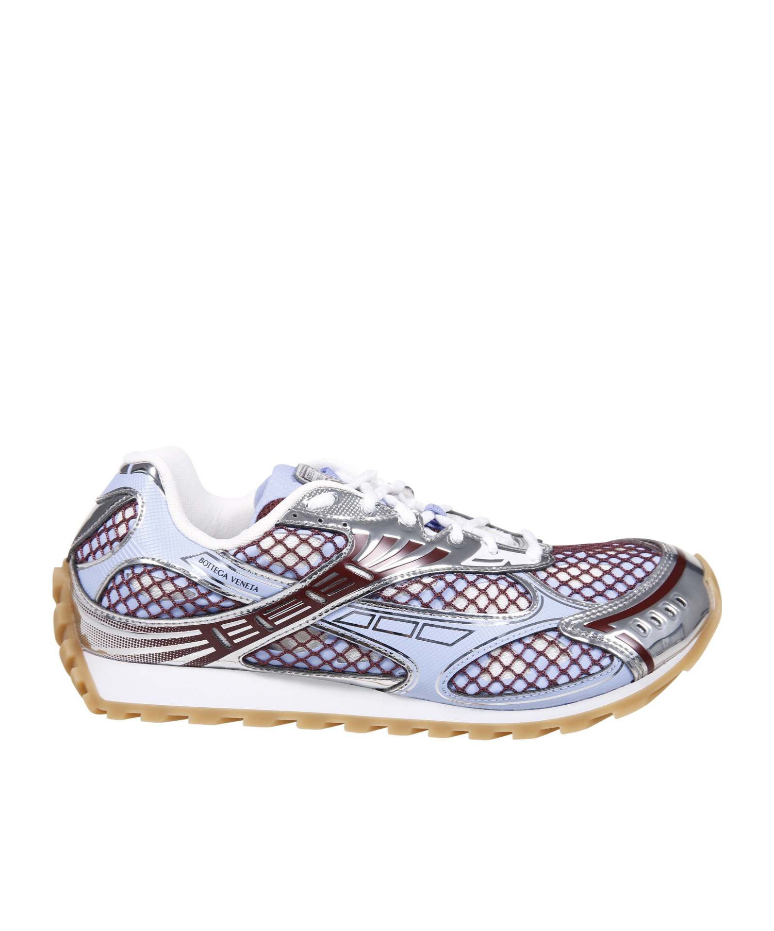 Bottega Veneta Men Orbit Leather And Mesh Sneakers In Blue