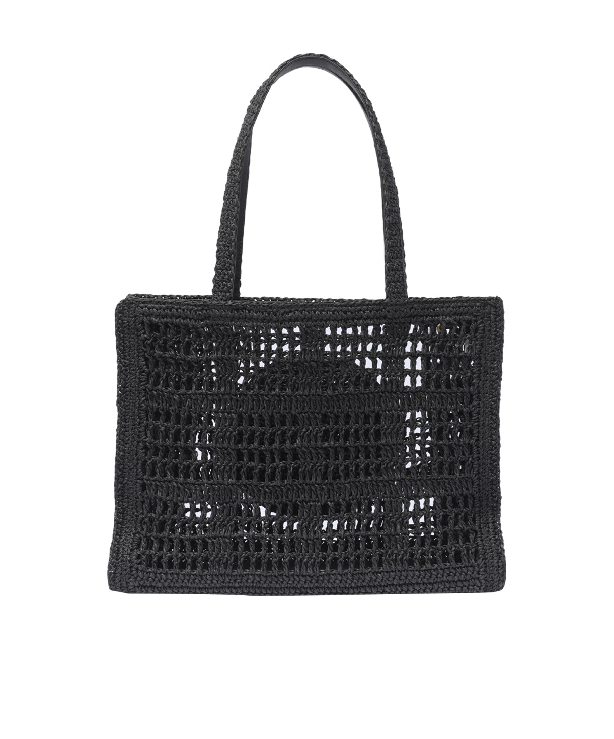 Tory Burch Black Small Hand-crochete Ella Tote Bag In Black