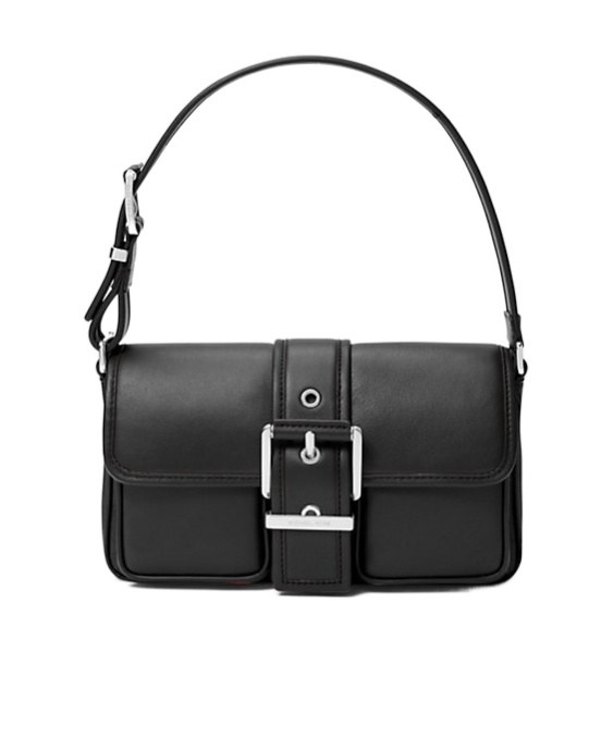 Michael Kors Colby Medium Leather Shoulder Bag In Black