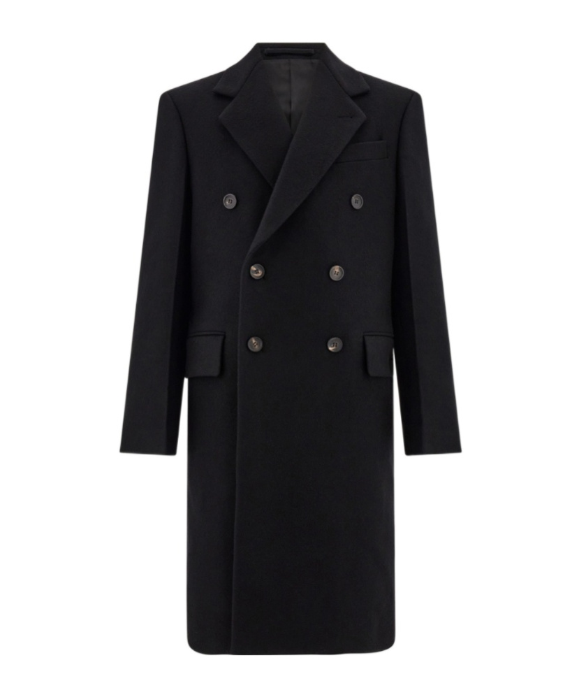 Ferragamo Double Breasted Coat In Black
