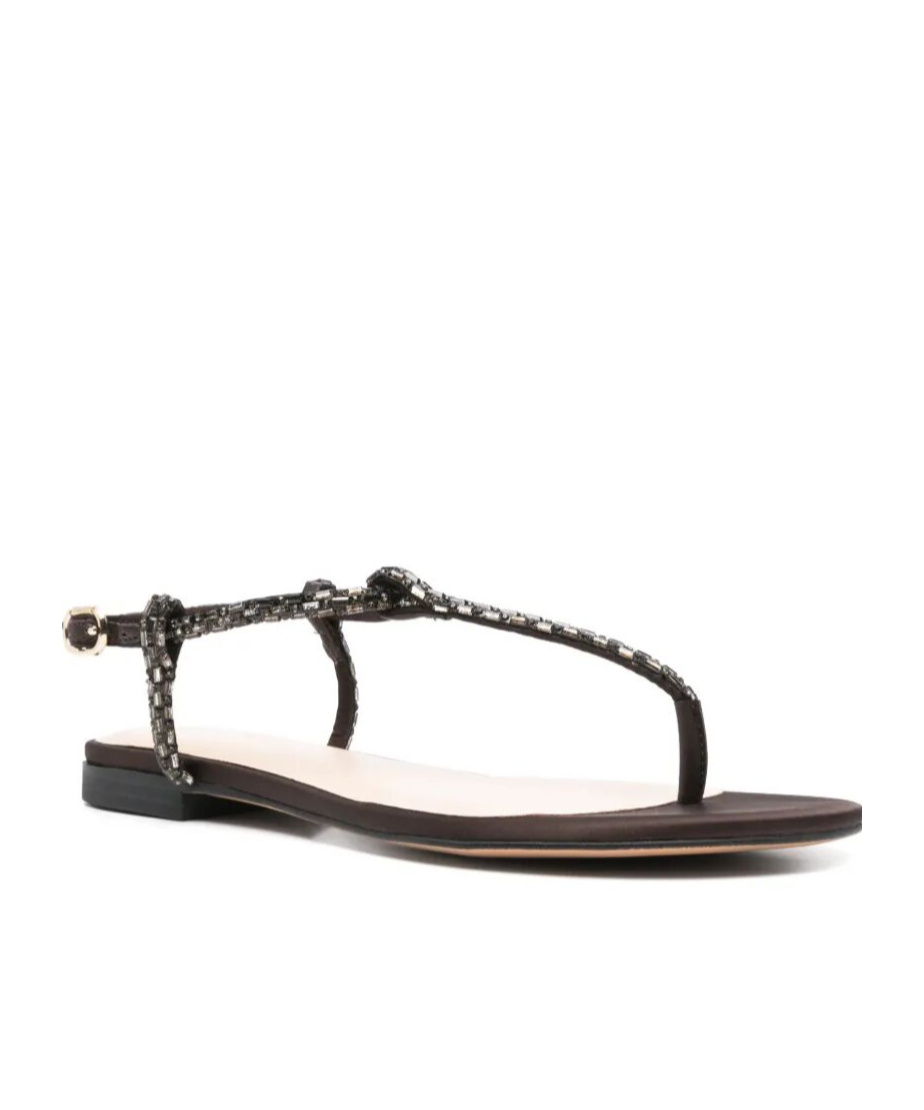 Shop Twinset Beaded Sandals In Black
