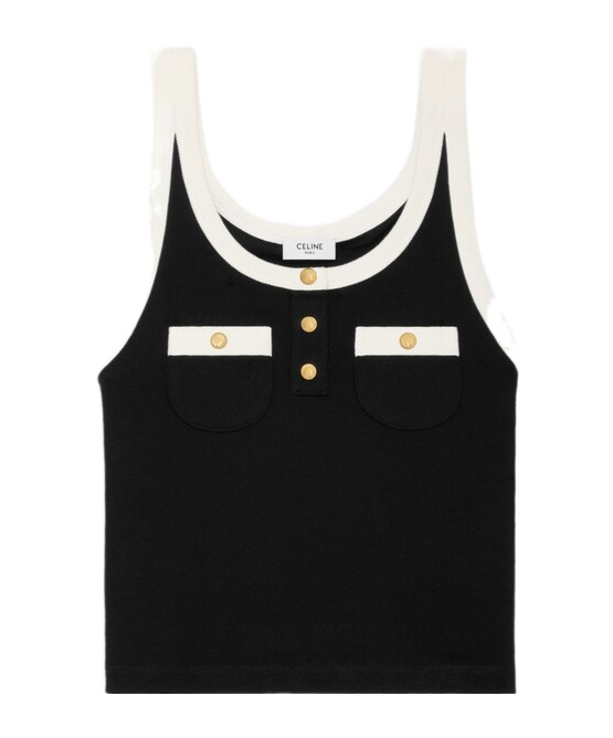 Celine Cropped Tank Top In Cotton Jersey