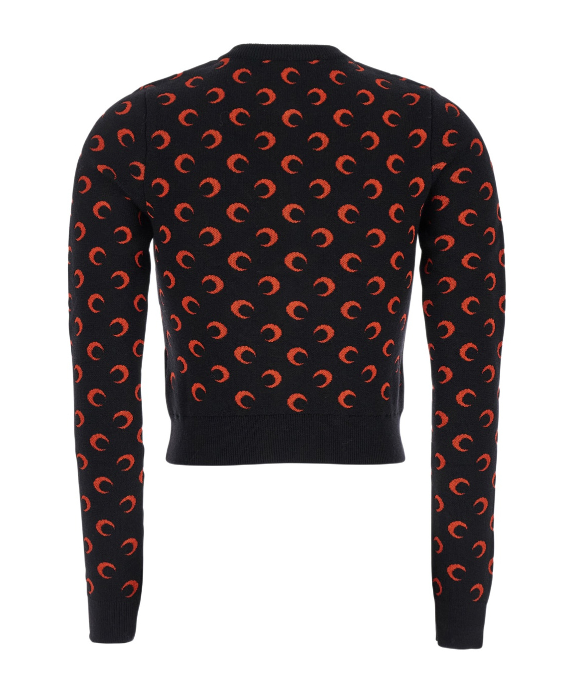 Marine Serre Black Moon Jacquard Knit Fitted Cardigan In Black