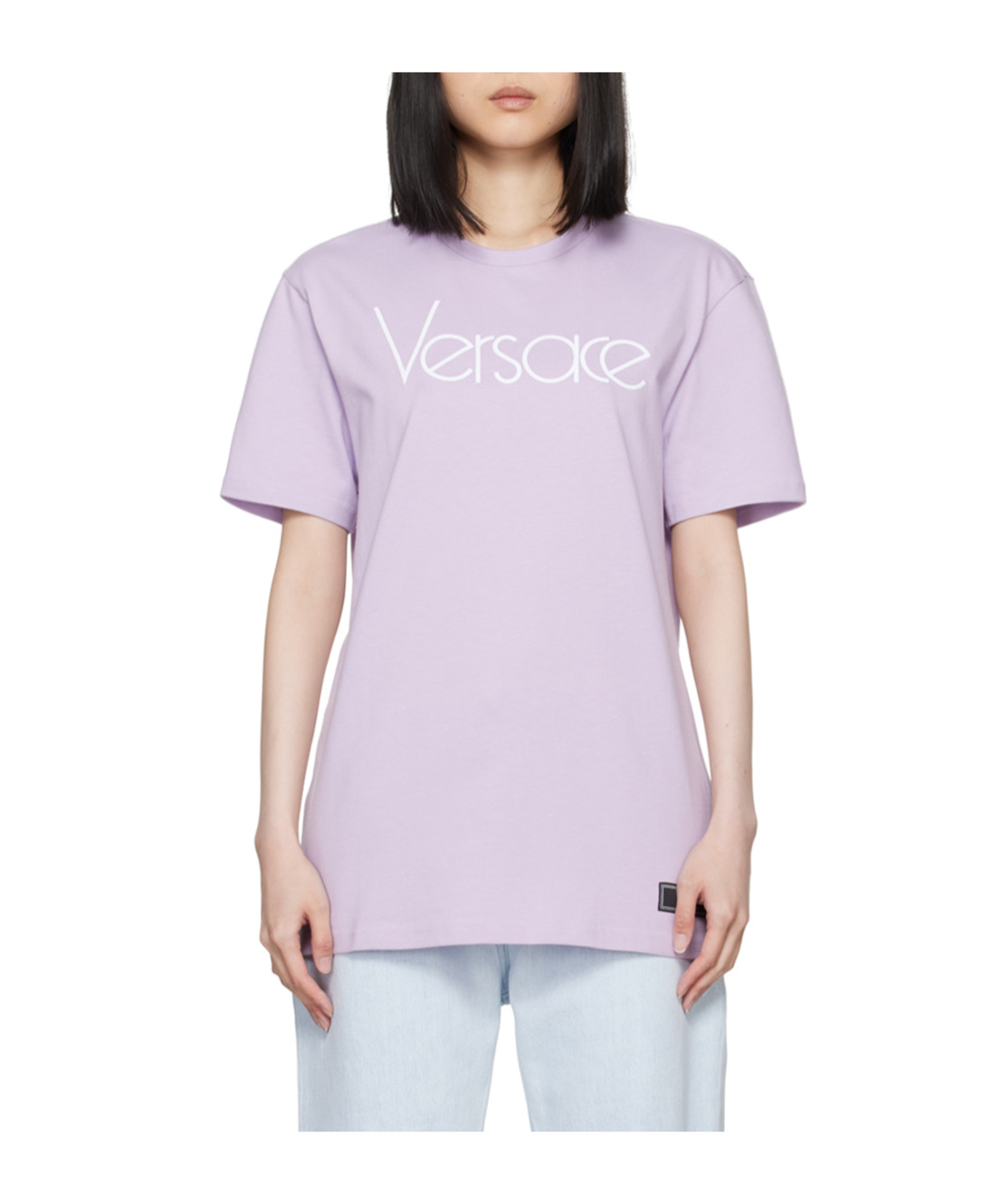 Versace Loose Fit Cotton T-shirt In Purple