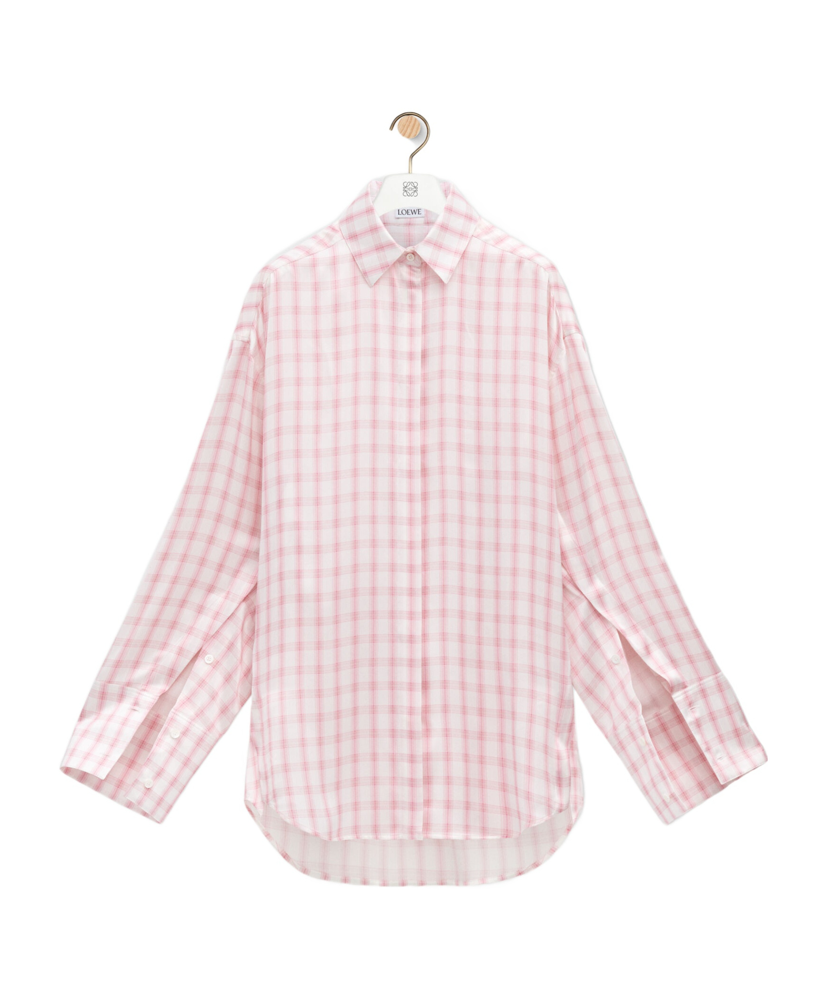 Loewe Plaid Button Down Oversized Blouse In Pink