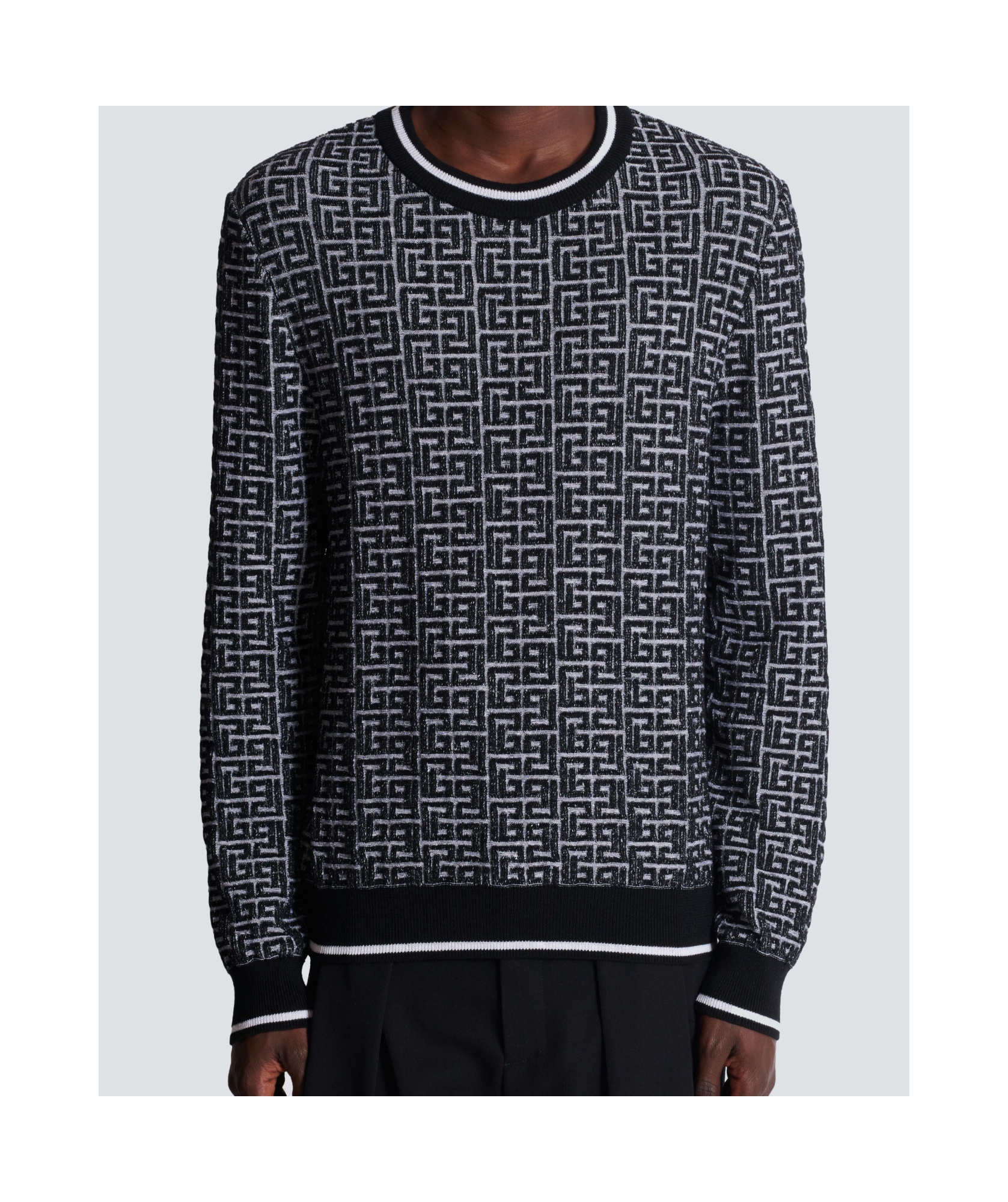 Shop Balmain Pb Labyrinth Knit Jumper In Black