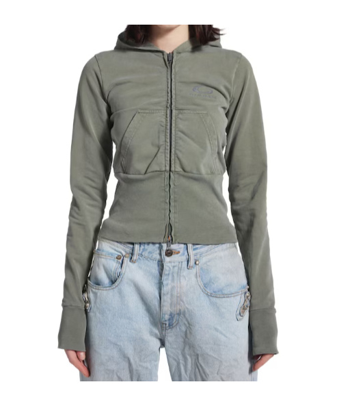 Balenciaga Women's Loop Sports Icon High Rib Zip-up Hoodie In Grey In Gray