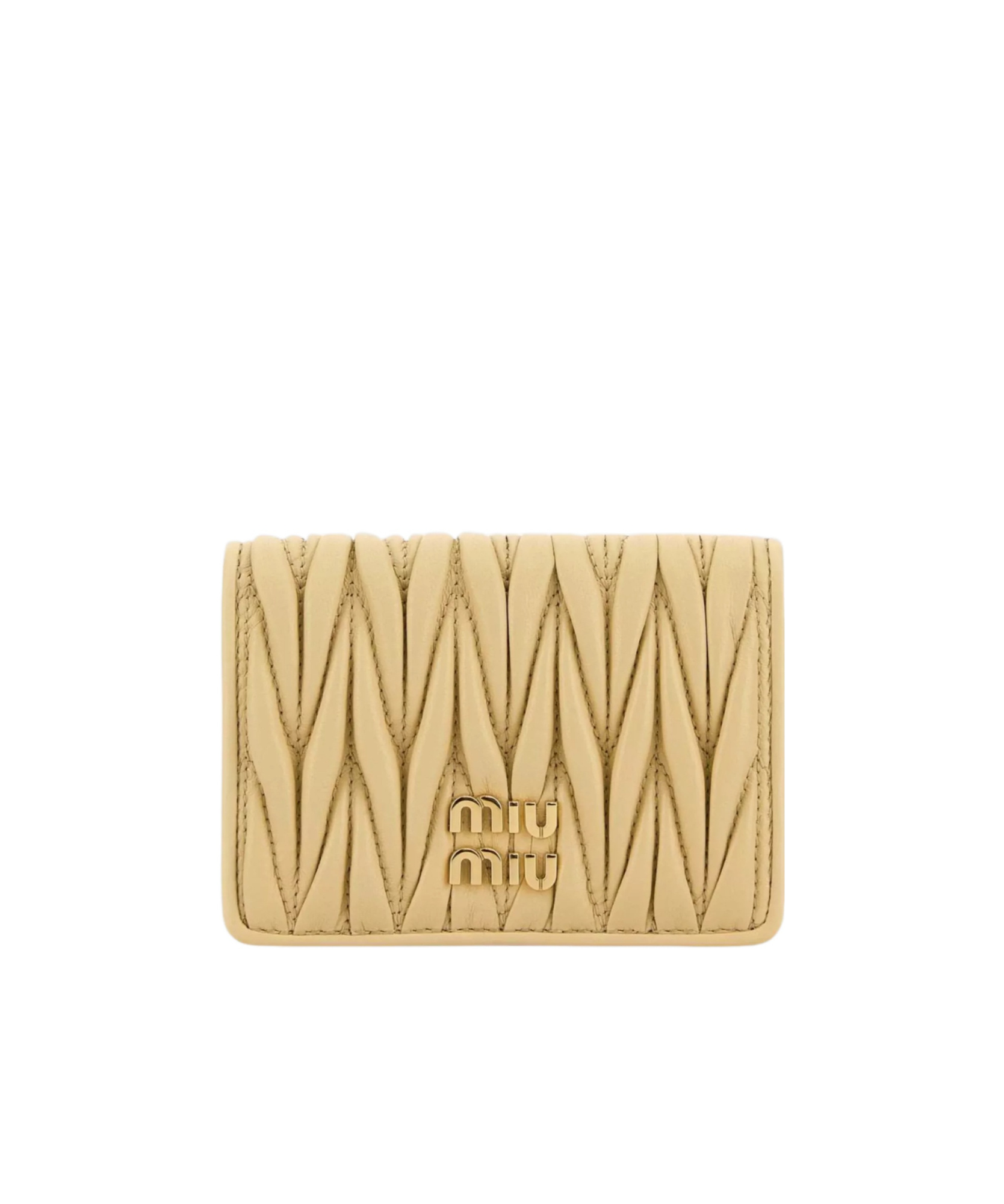 Miu Miu Quilted Card Bag In Nude