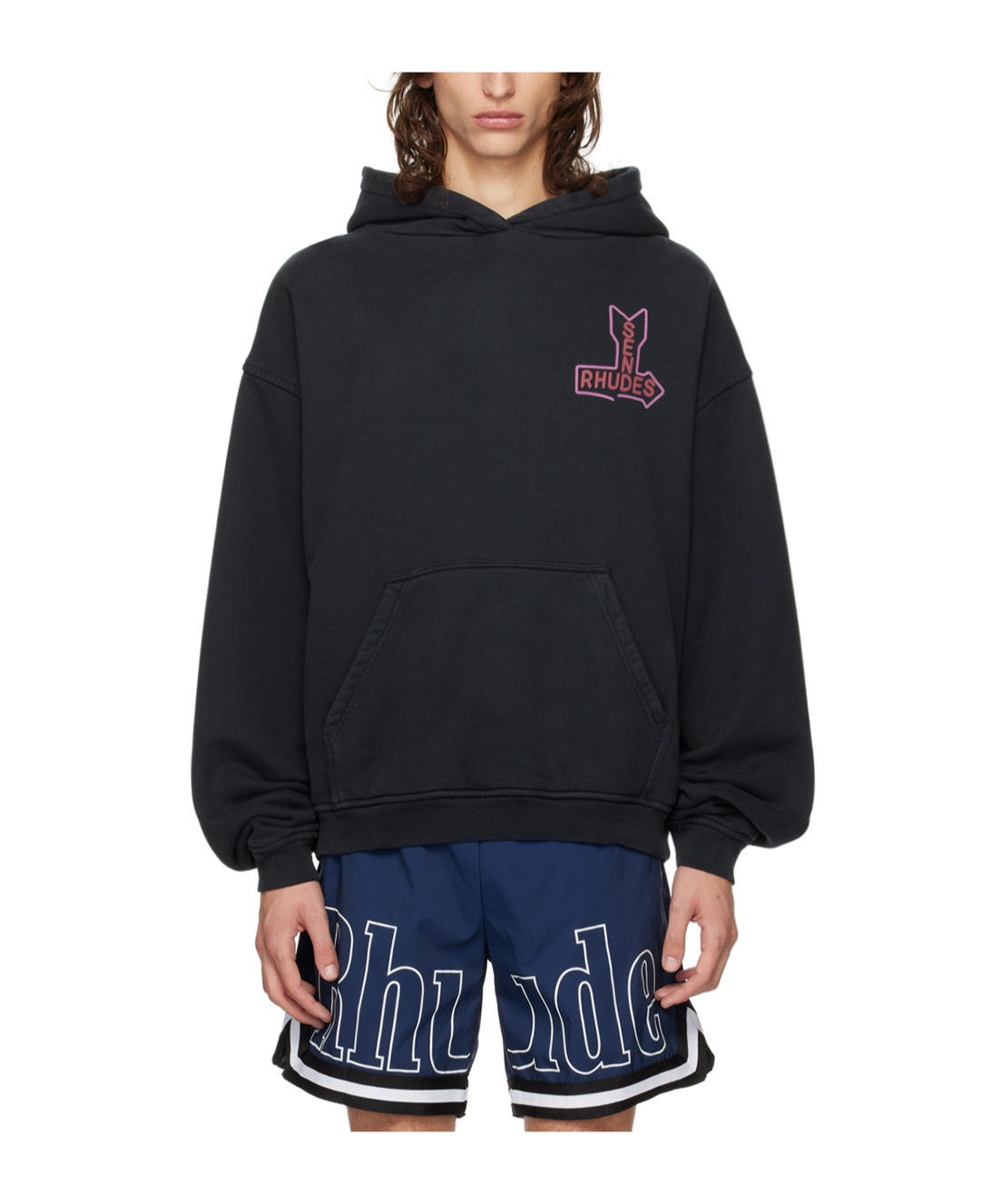 Rhude Logo Hooded Sweater In Black