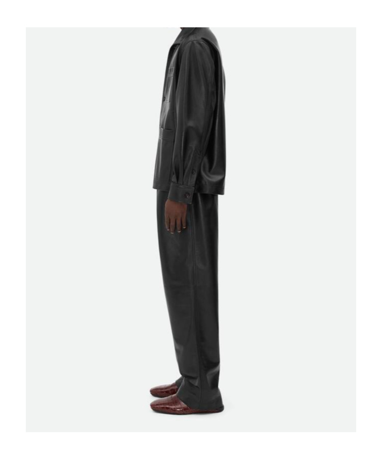 Bottega Veneta Long-sleeved Wool Pajamas Shirt In Black
