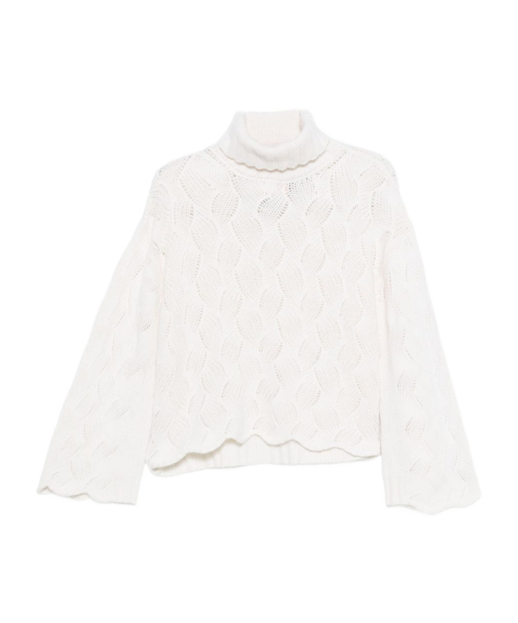 Twinset Cable-knit Turtleneck Sweater In White