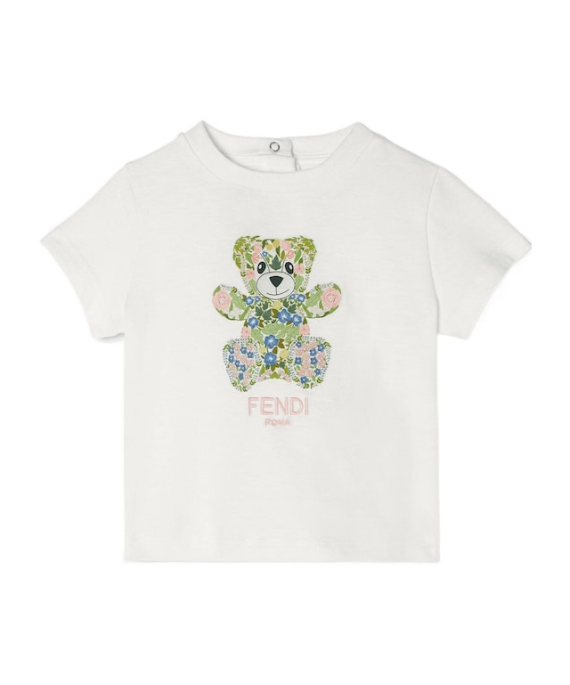 Fendi White Jersey Baby T-shirt With Multicolor Print In White
