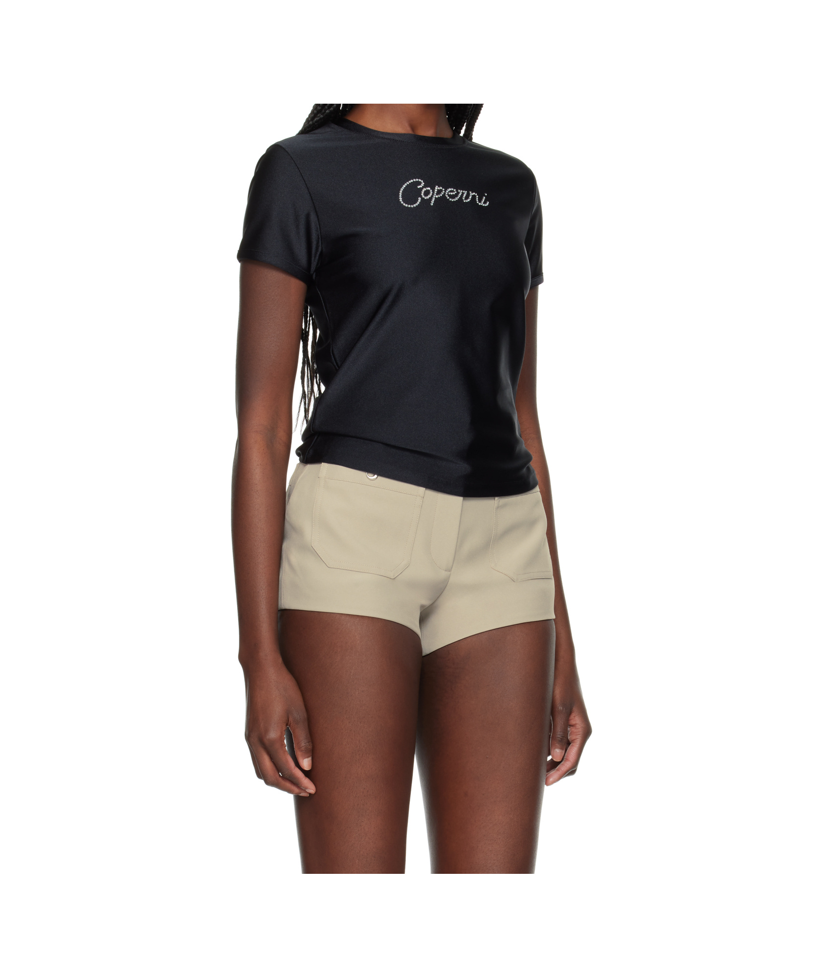 Coperni Womens Crystal Logo Short-sleeve Jersey T-shirt Black Xs In Black