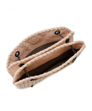 Bottega Veneta Woven Pattern Chain Handbag In Nude