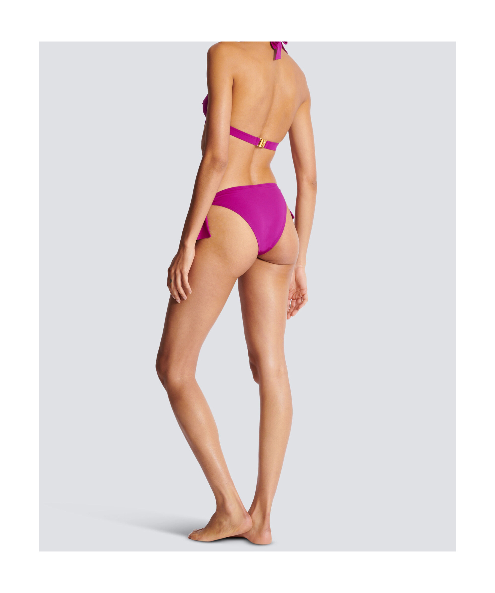 Balmain Two-piece Pb Logo Swimsuit In Purple