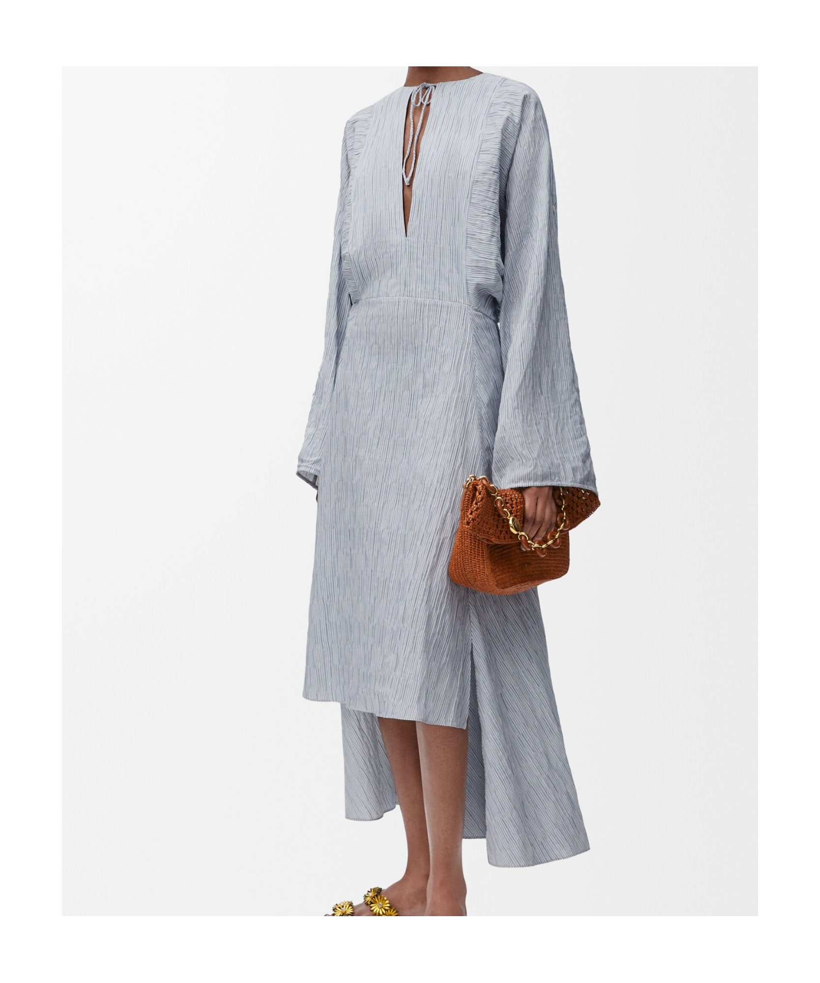 Loewe Pleated Tie-neck Midi Dress