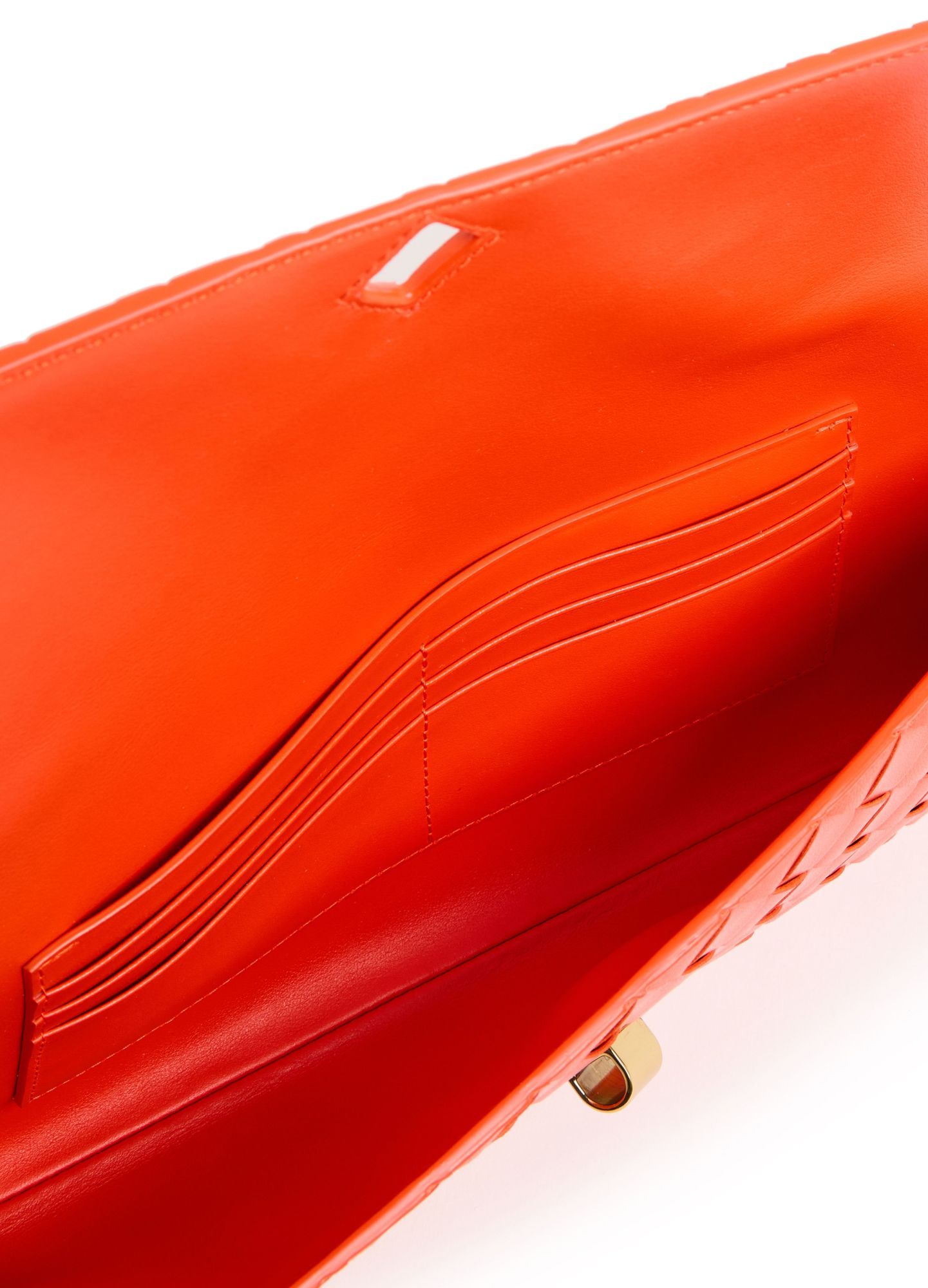 Shop Bottega Veneta Long Andiamo Clutch With Handle In Orange