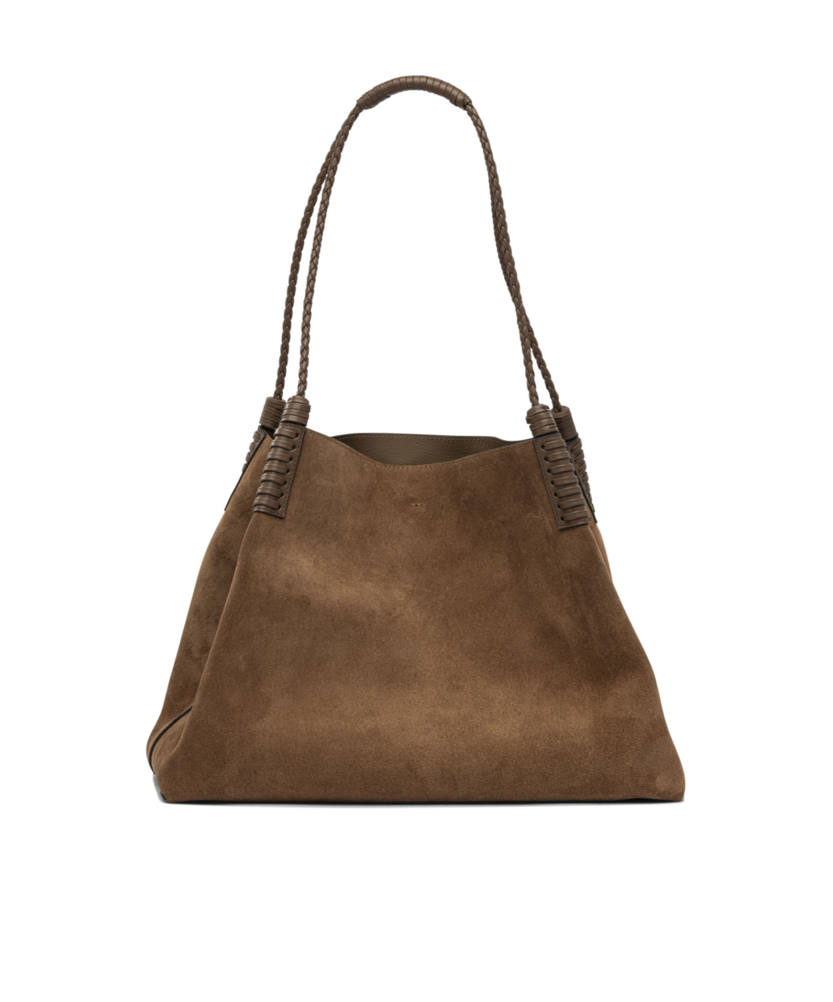 Etro Medium Libra Braided-handle Suede Tote Bag In Brown