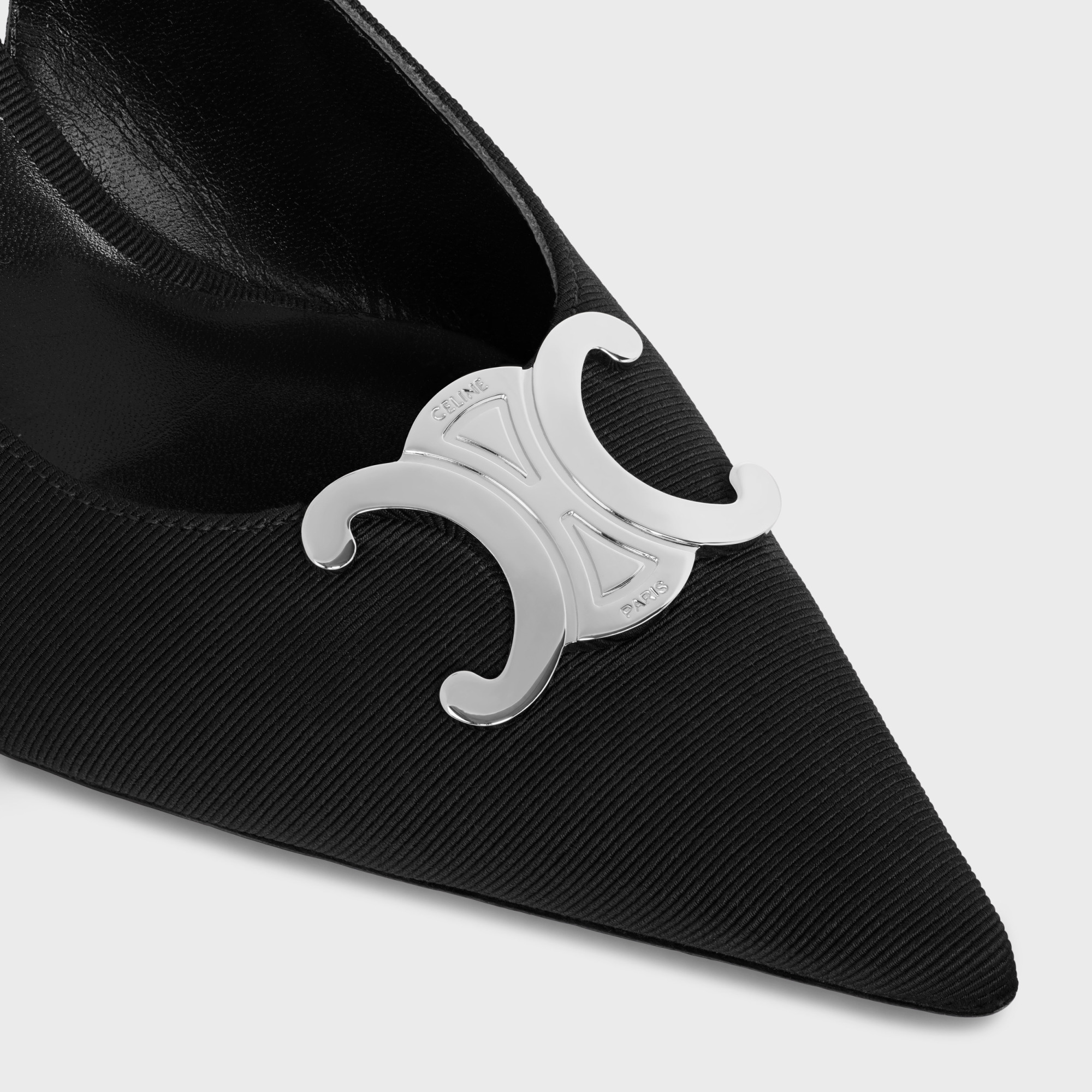 Celine Alma Triomphe Slingback In Glossy Calfskin In Black