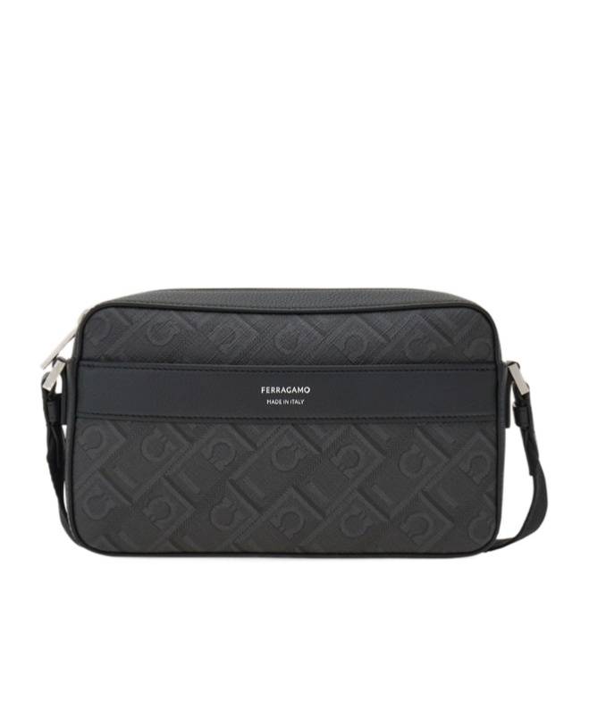 Shop Ferragamo Monogram Jacquard Zipped Shoulder Bag In Black