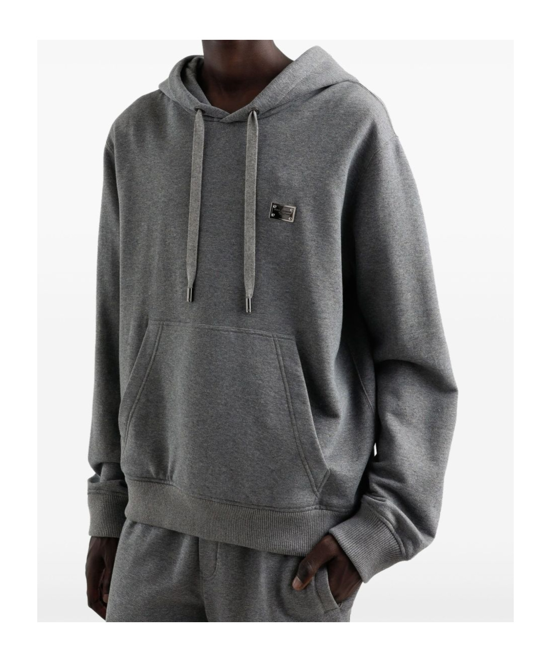 Dolce & Gabbana Logo-patch Hoodie In Gray