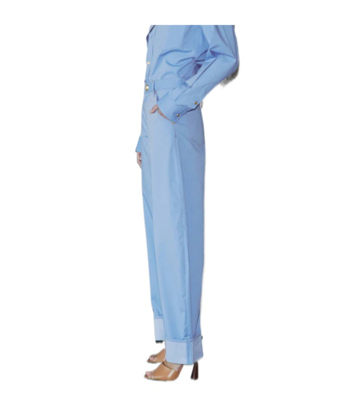 Shop Darkpark Folded-edge Tapered Trousers In Light Blue