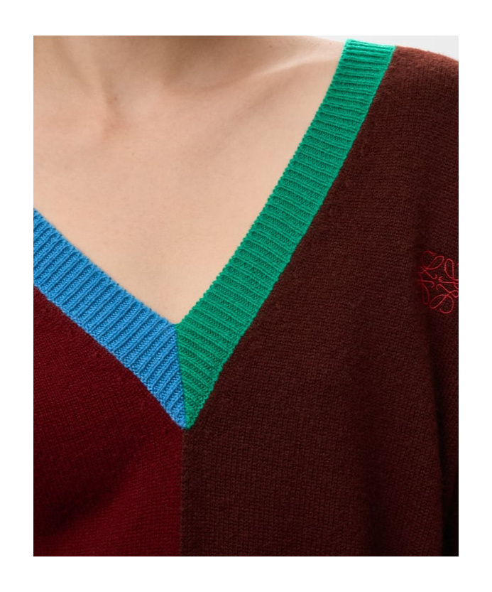 Loewe Asymmetric Embroidered Wool-blend Sweater In Burgundy