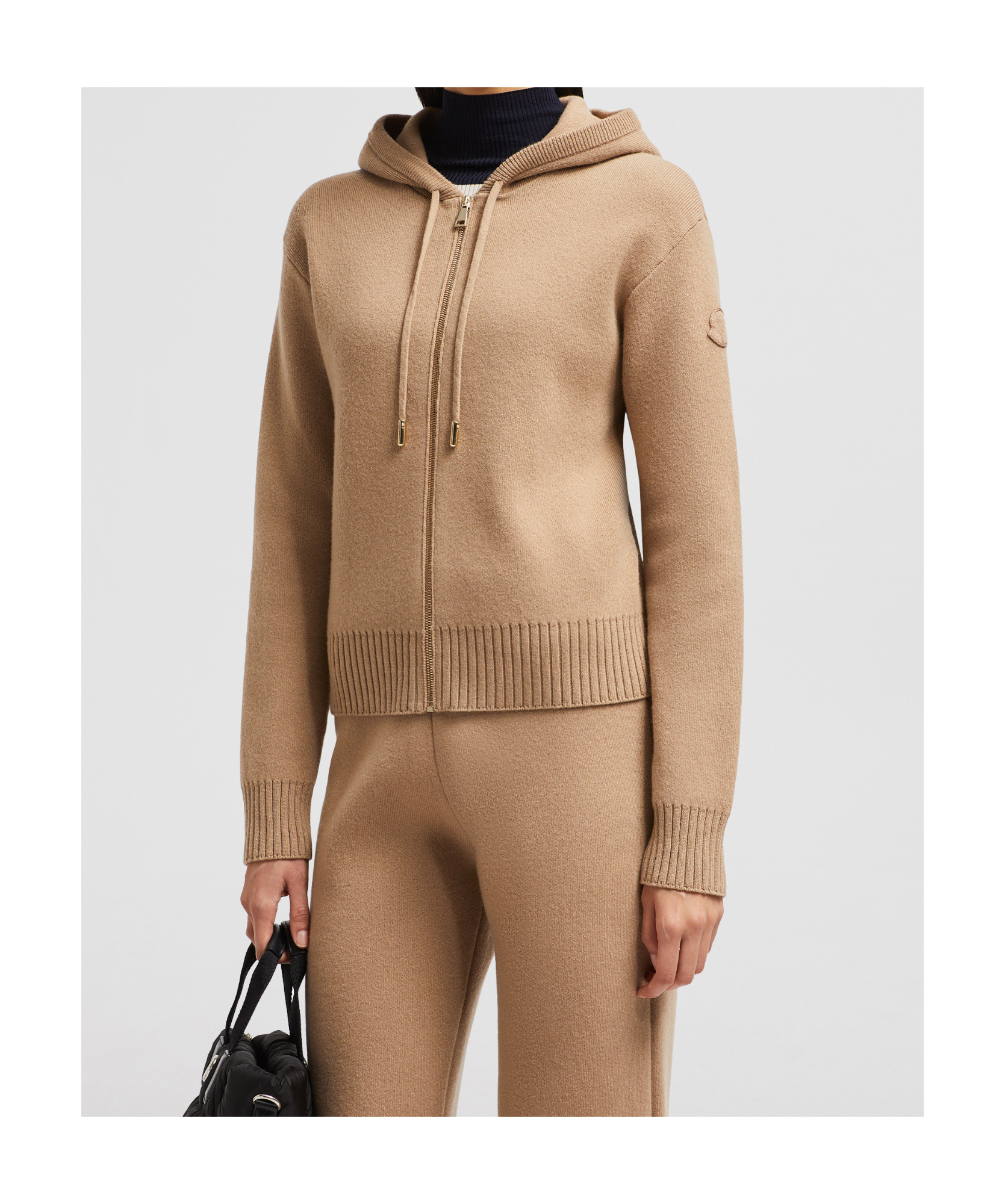 Moncler Cardigan Zippé En Laine Et Cachemire In Nude