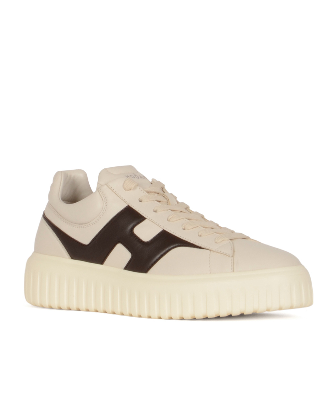 Hogan H-stripes Logo Lace-up Sneakers In Neutral