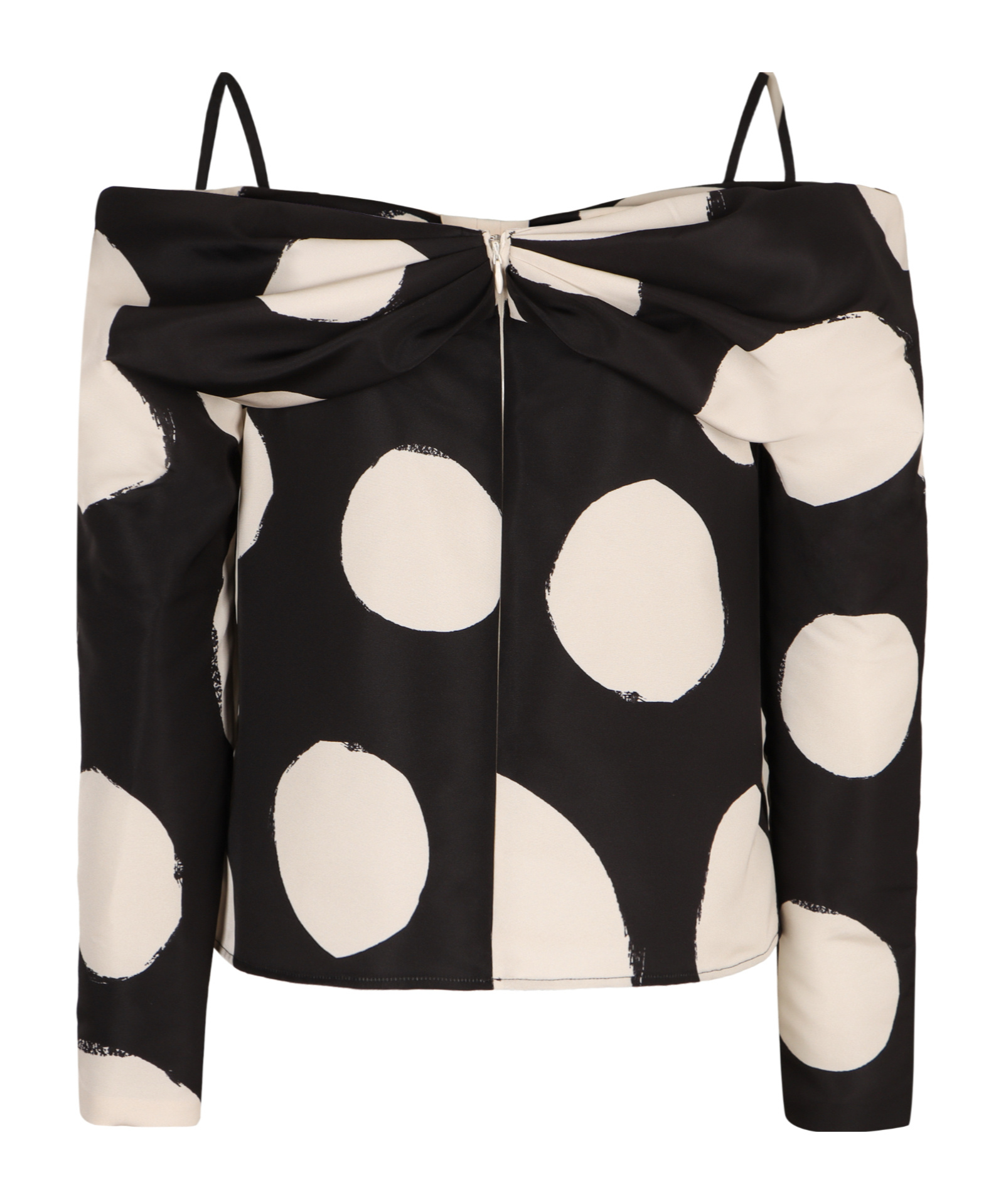 Nina Ricci Polka-dot Off Shoulder Top In Black