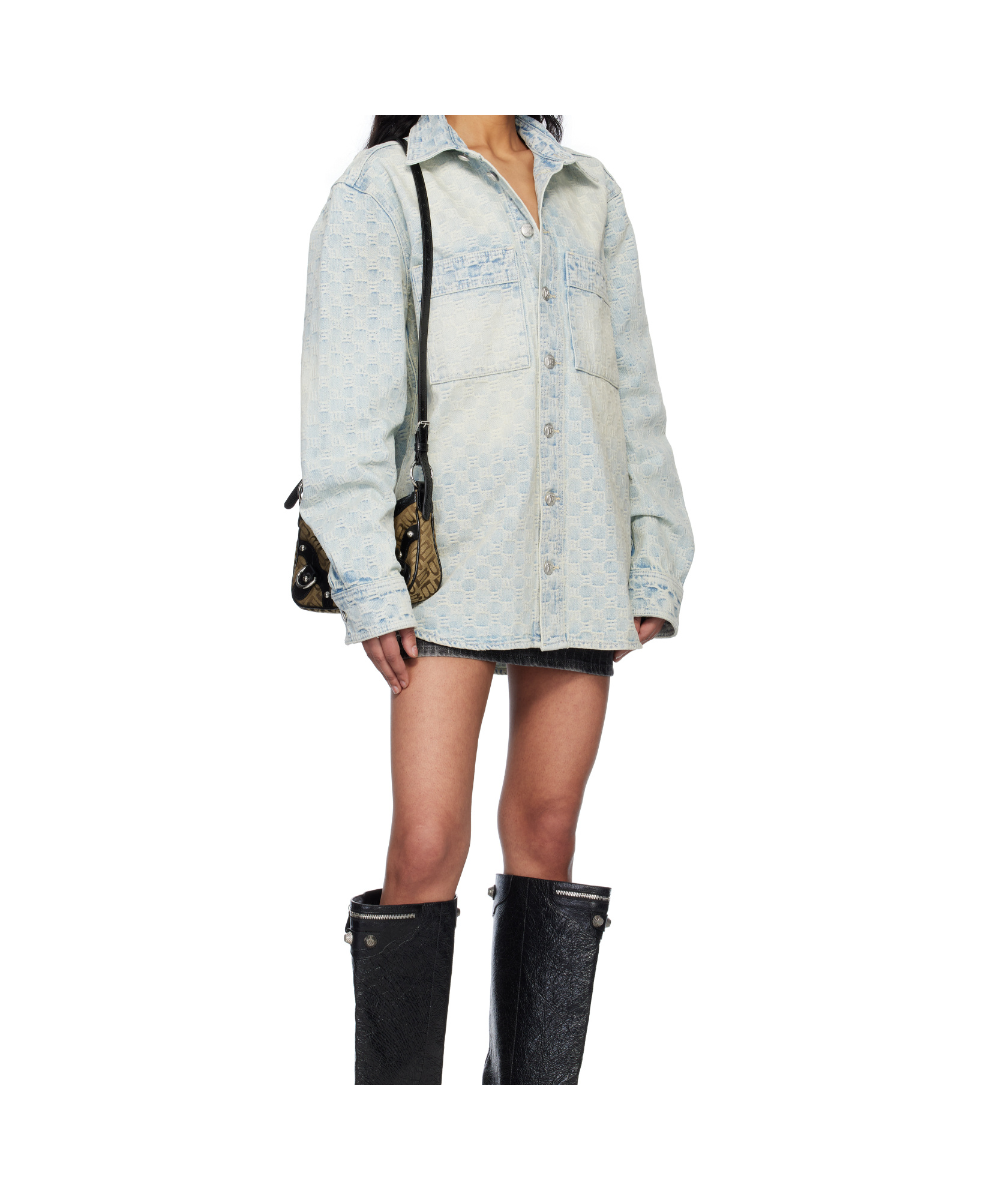 Misbhv Monogram Ocean Washed Denim Overshirt In Blue